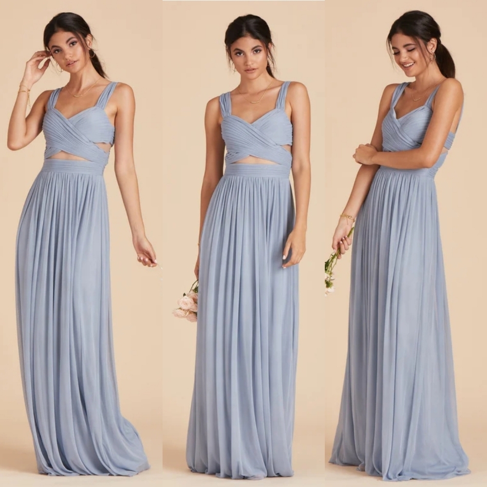 Birdy Grey Blue Mesh Elsye Bridesmaid Gown - Picture 3 of 12